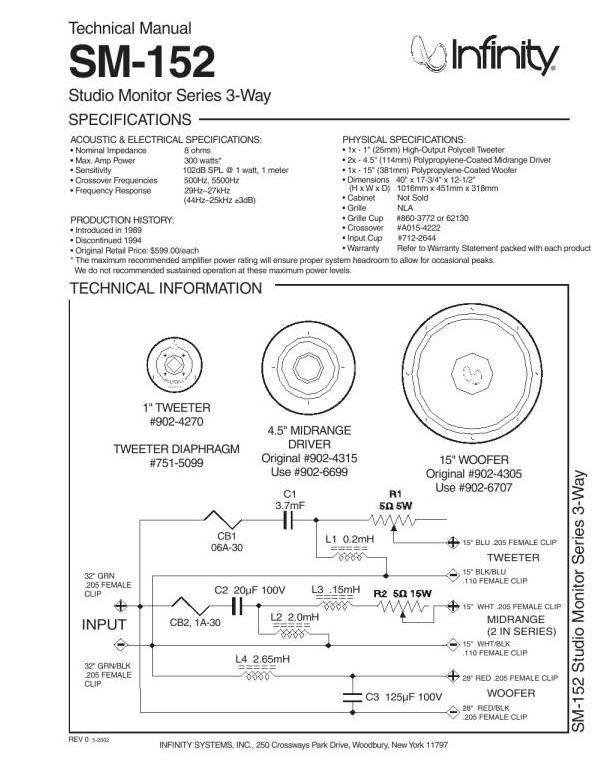 Infinity SM152) Le forum Audiovintage